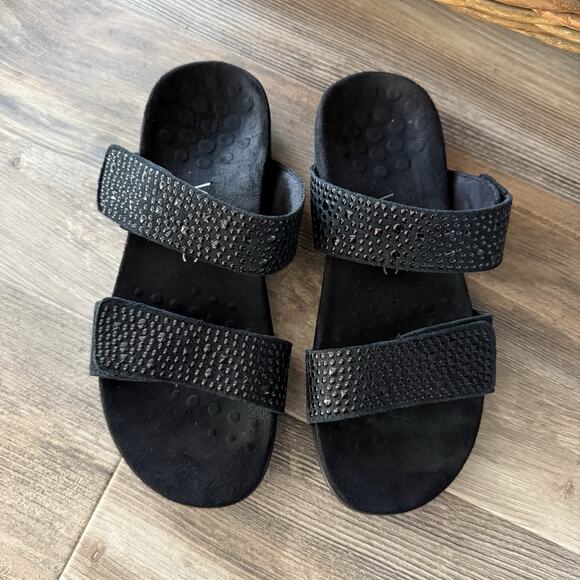 Vionic Samoa Black Rhinestone Slide Sandals Women’s 6 EU 37 Comfort Slip-On - Picture 2 of 8